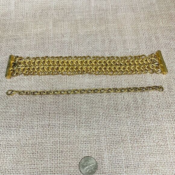 Gold Chain Bracelets Set of 2 - Picture 1 of 3